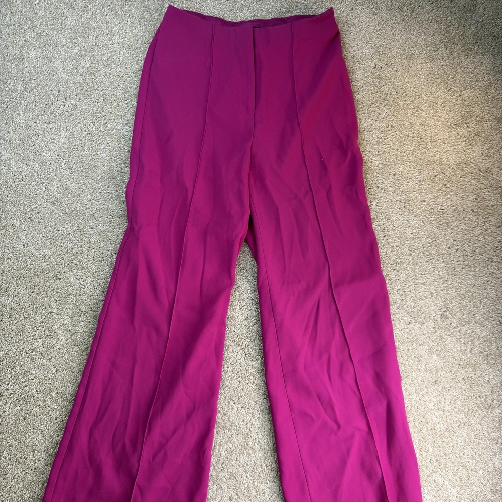 Express Dress Pants Womens M Pink Wide Leg High Rise Polyester Workwear Office